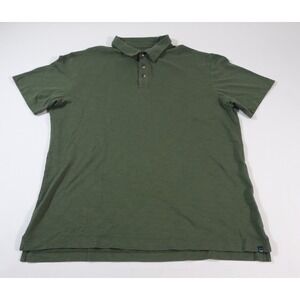 Even Tide Polo Shirt Mens L Green Solid Short Sleeve Cotton Slub Casual Top